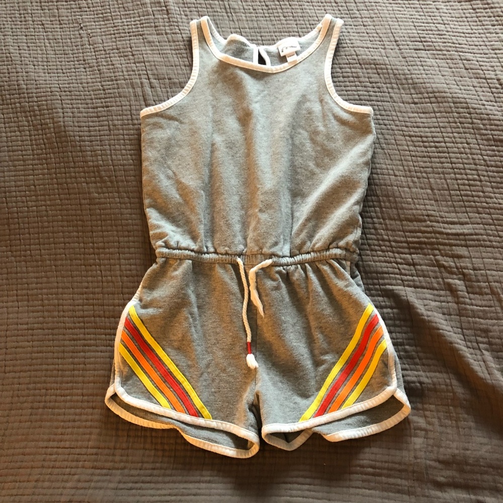 Girls Gray Jersey Romper, size S, good condition